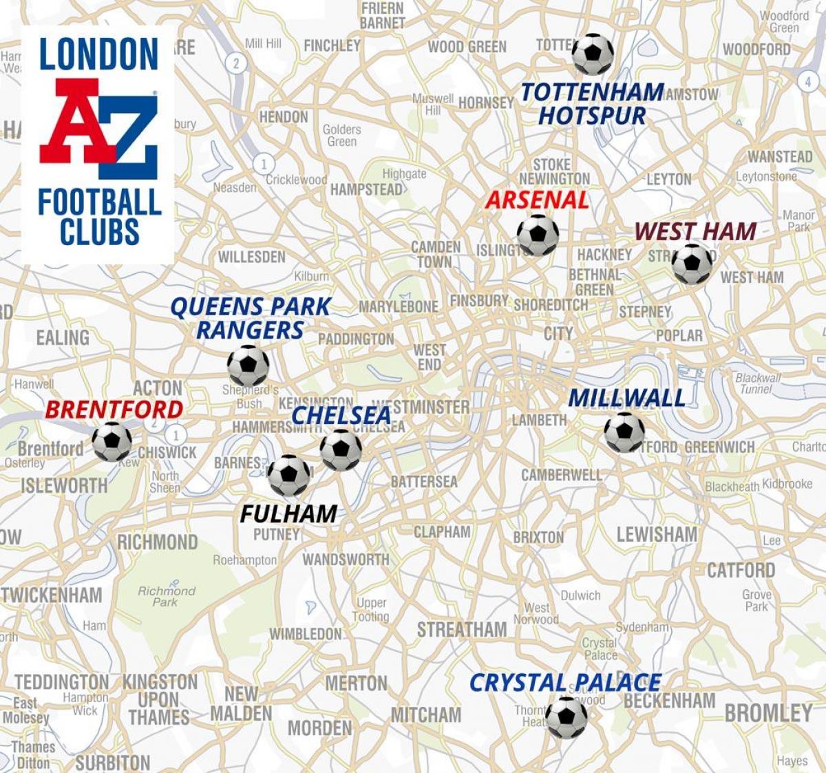 خريطة كرة قدم ملاعب لندن