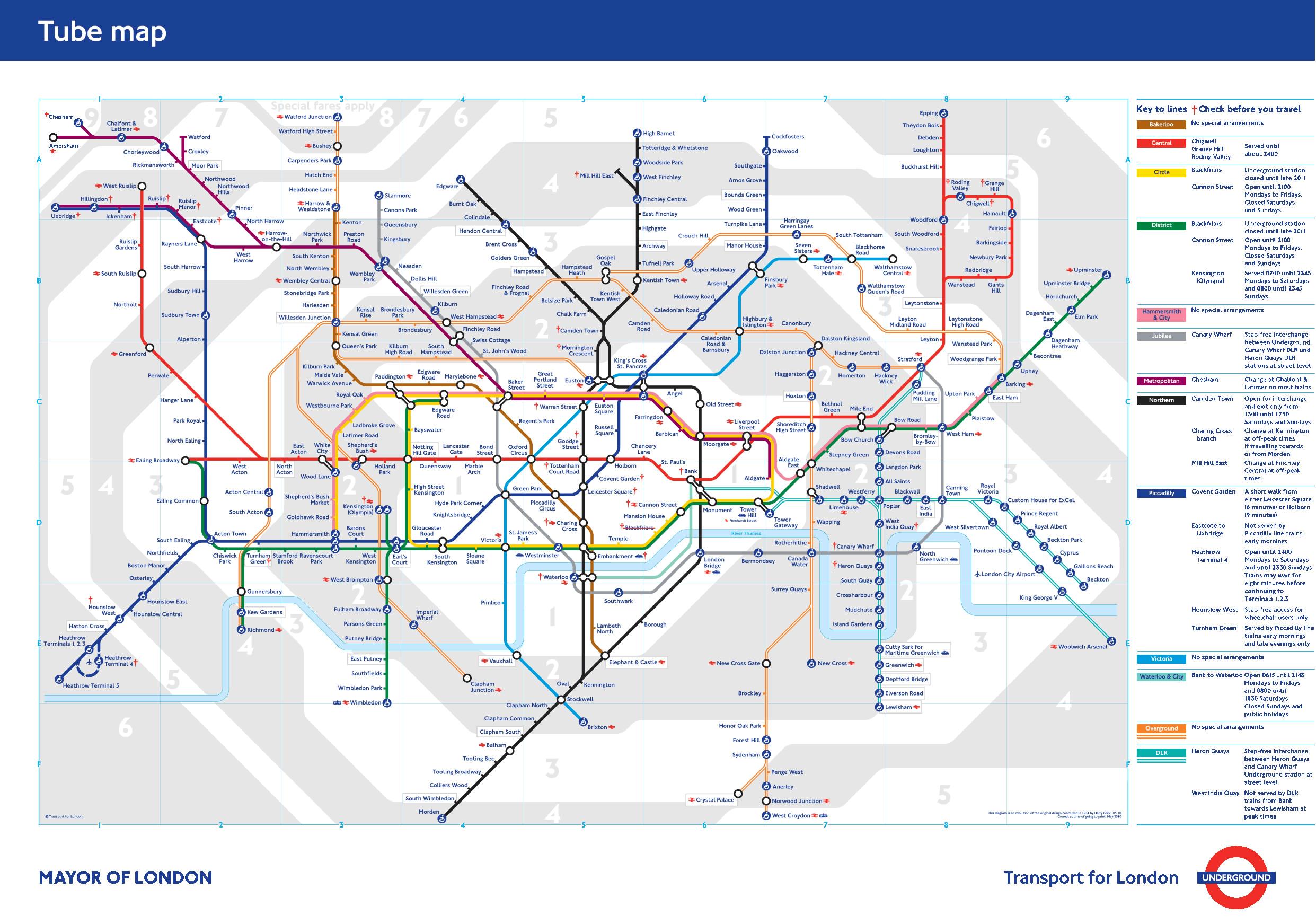 خريطة مترو الانفاق لندن خريطة مترو الانفاق لندن انكلترا