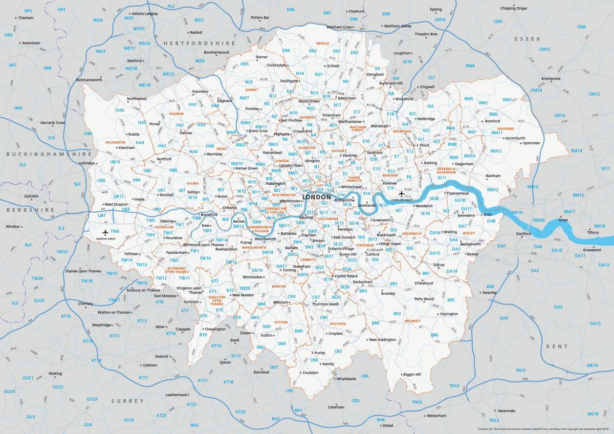 الرمز البريدي خريطة لندن