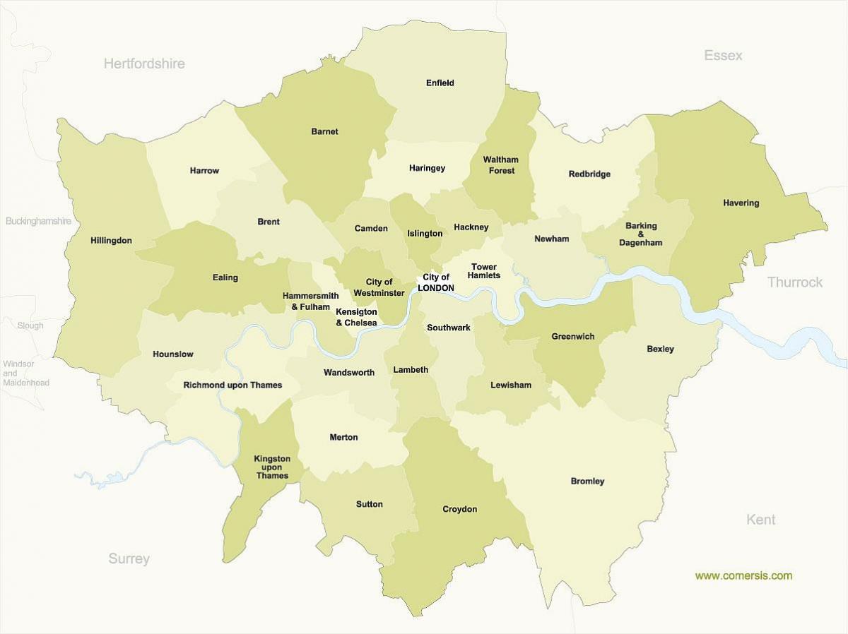 خريطة لندن الأحياء