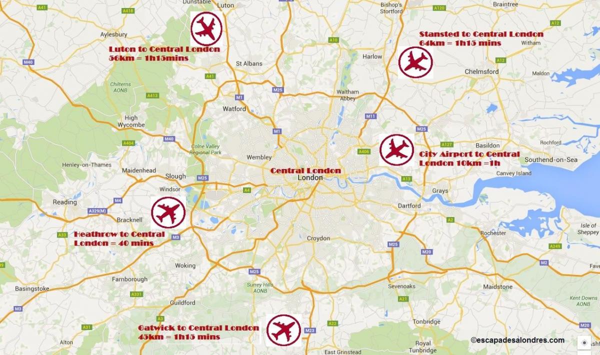 لندن مطار خريطة