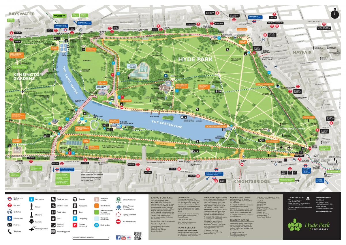 خريطة حديقة هايد بارك لندن